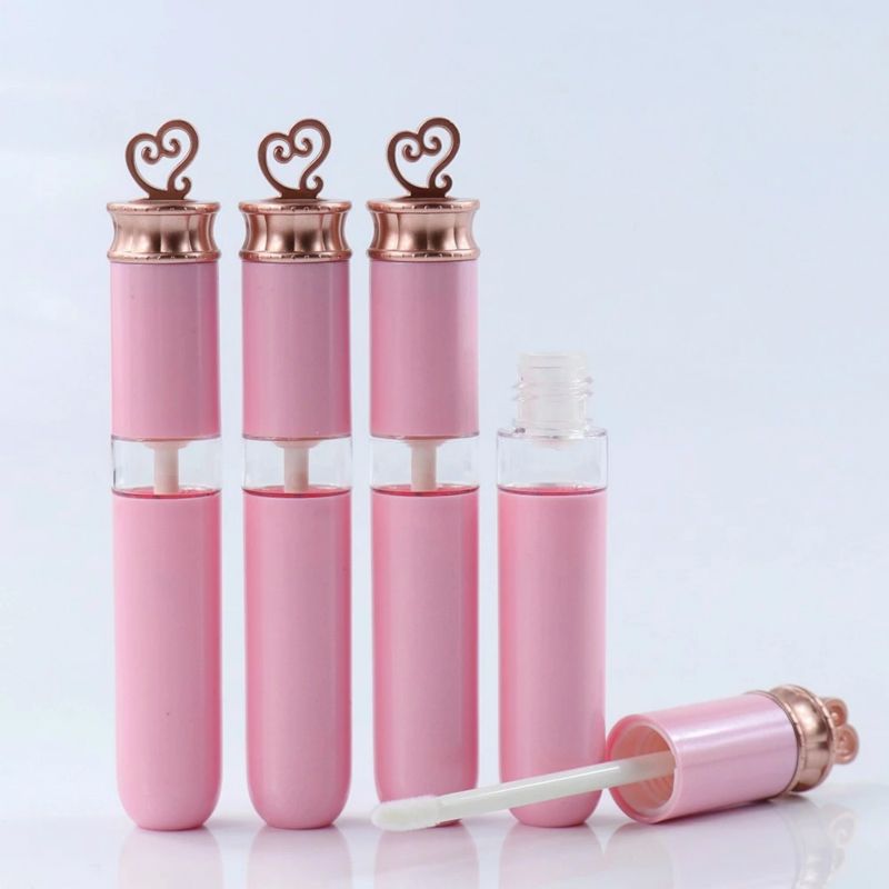 Wholesale DIY Heart Shape 7ml Empty Lip Gloss Tubes Pink Lip Gloss