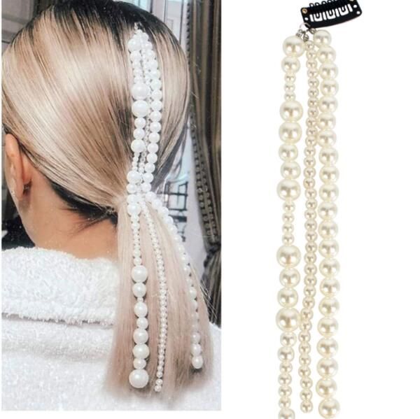 2020 Women Fashion A String Of Pearl Hairpins Back Decoratation