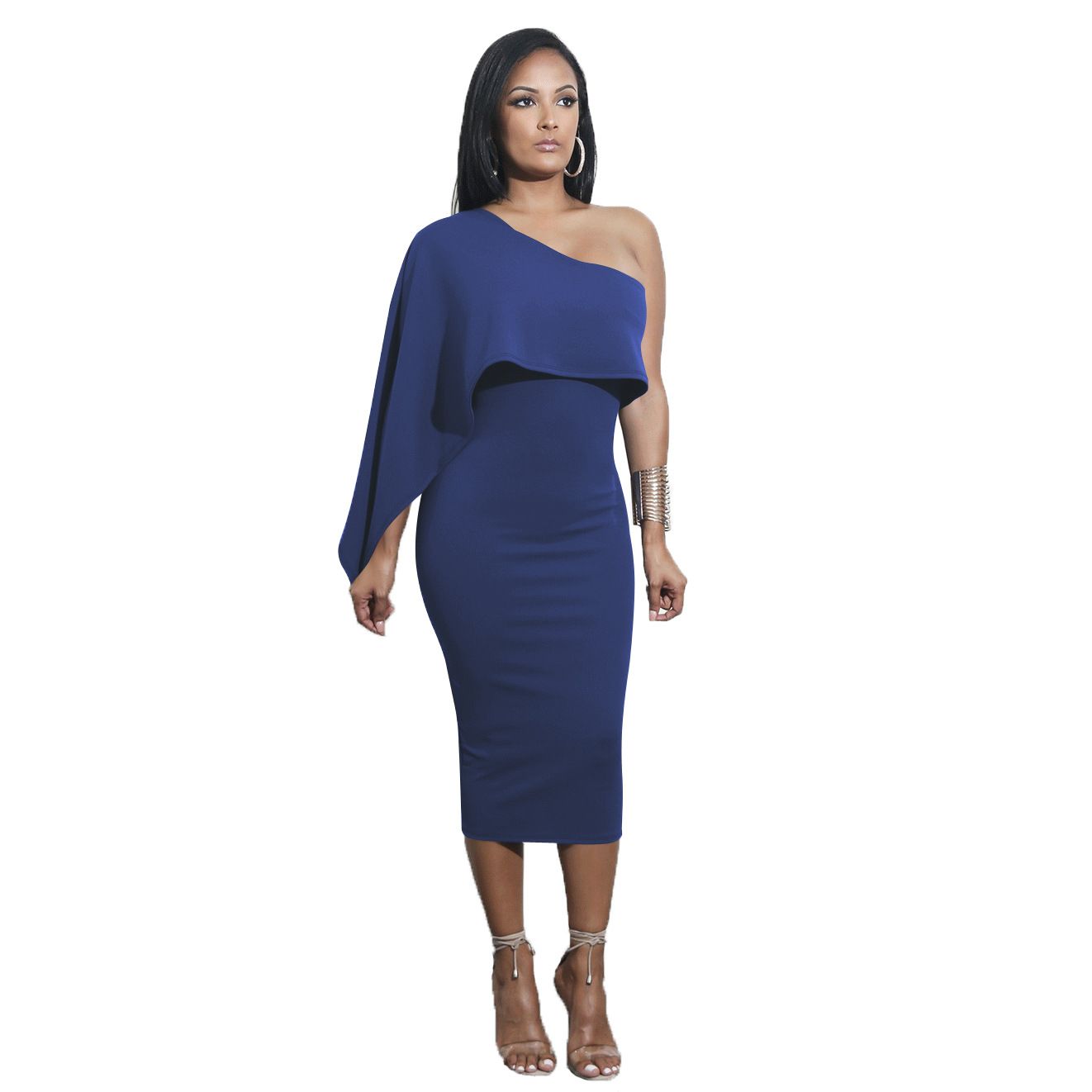 Vestido De Mujer Elegante Vestido Delgado Con Hombros Inclin Vestido De Mujer Elegante Vestido Delgado Con Hombros Inclin