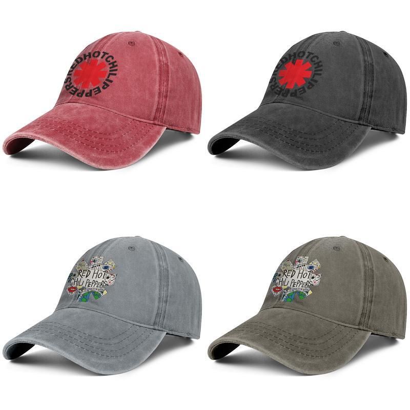 Red Hot Chili Peppers Logo Unisex Denim Baseball Cap Fitted Cool Team Trendy Hats Doodle I'M