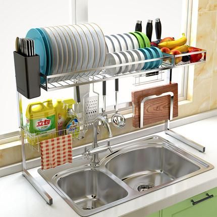 304 Stainless Steel Sink Drain Shelf Dish Rack Kitchen Storage Rack Drying Bowl Put Bowl Rack Pool Top Shelf