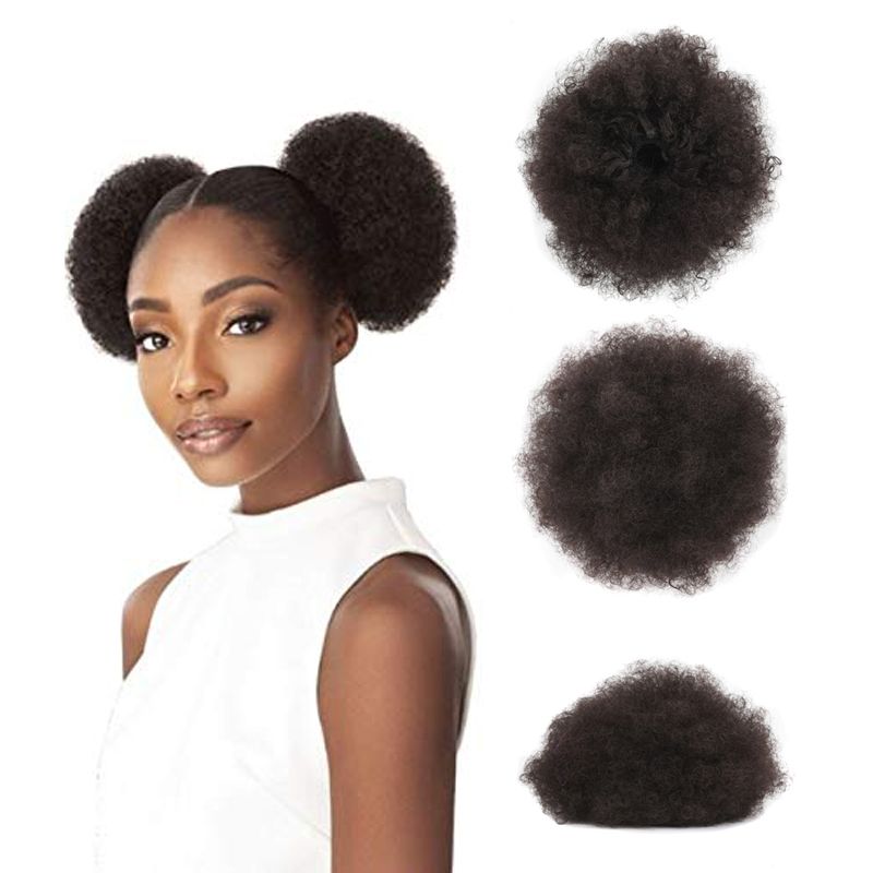 4 Afro Kinky Curly Fluffy Scrunchy Hairpiece Puff Ponytail Hair