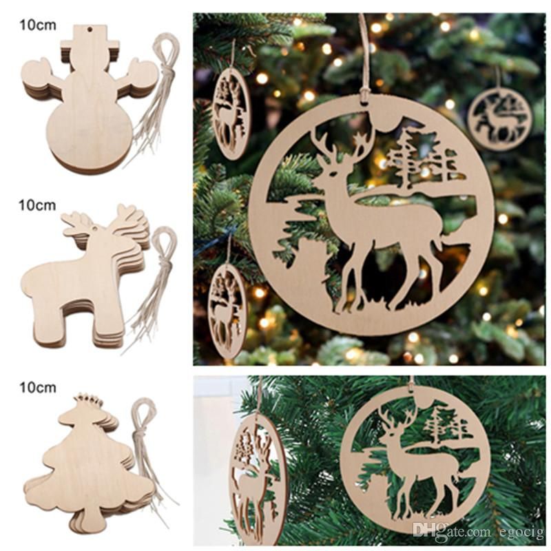Christmas Decoration Wood Chip Christmas Tree Ornaments Hanging DIY