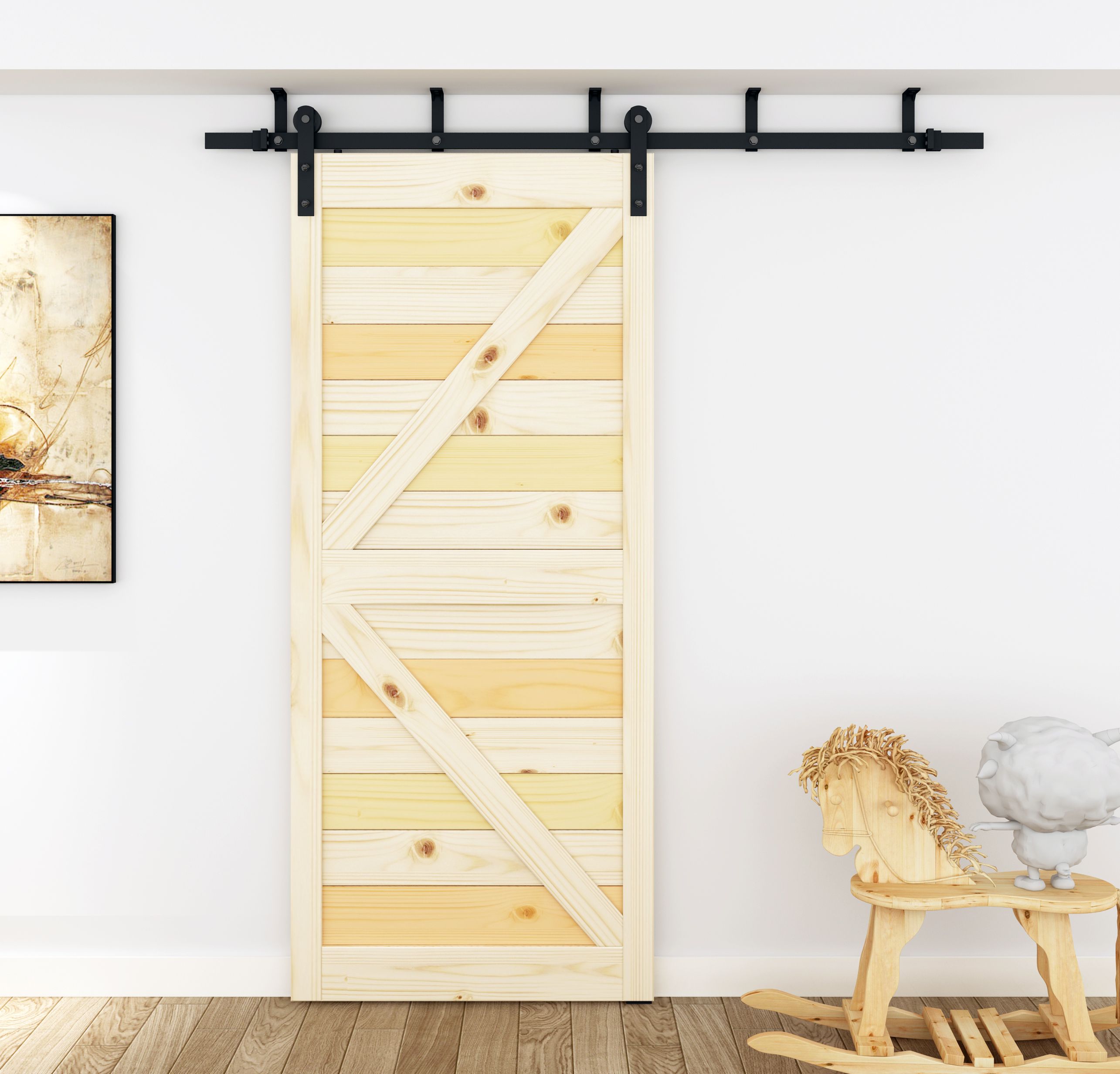 2019 DIYHD 5ft 8ft Ceiling Mount Bracket Sliding Barn Door Hardware