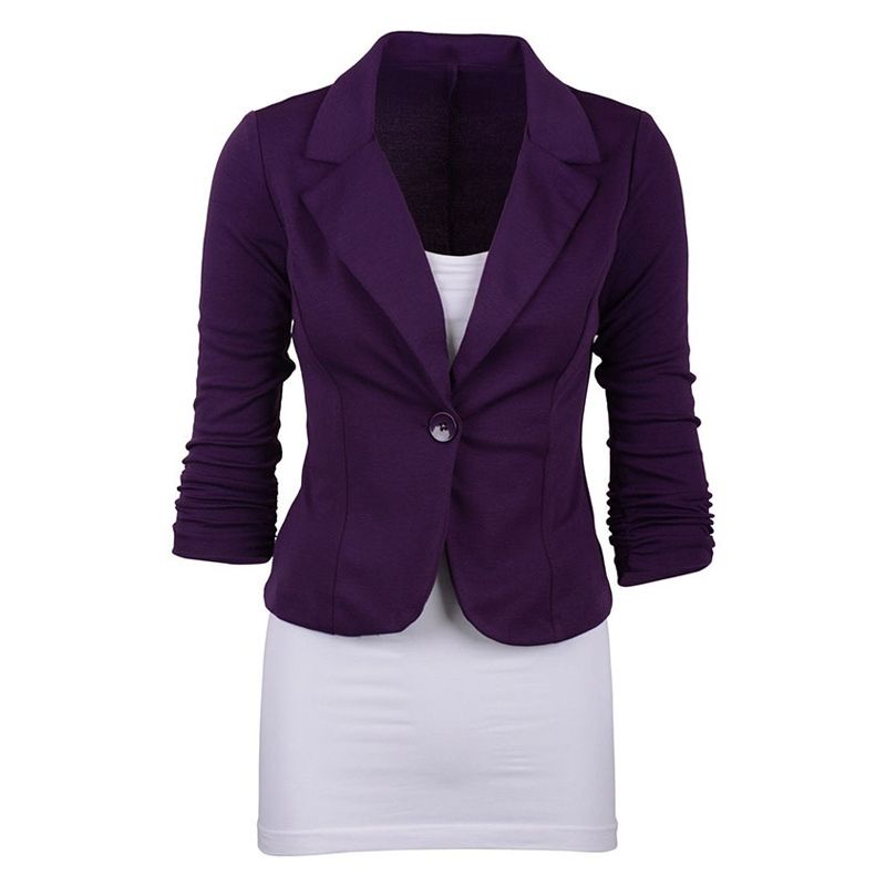 2019 Women'S Casual Work Solid Color Knit Blazer Plus Size One Button
