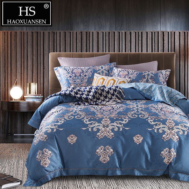 European Fl Bedding Sets Blue Digital Print Duvet Cover Set European Fl Bedding Sets Blue Digital Print Duvet Cover Set Bed Linen Cotton Sheet Queen King Size Sheets Comforter