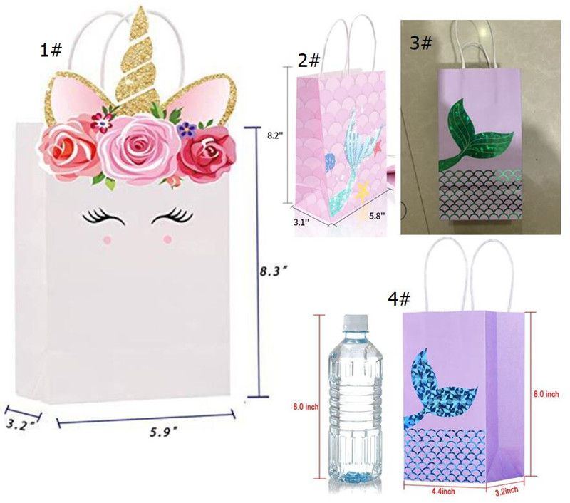 Unicorn Mermaid Tail Paper Gift Bags Designer Handbag Candy Treat