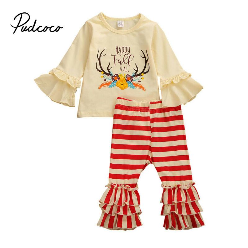 US Holiday Kids Baby Girl Tutu Dress Tops+Pants 2pcs Outfits Set Clothes 6M-5T