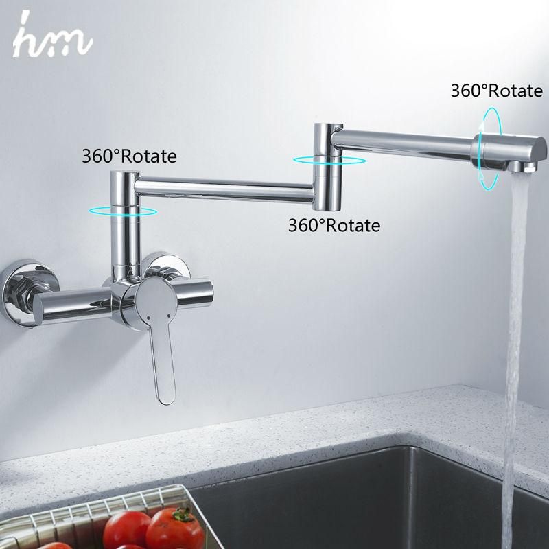 Hm Finish Folding Kitchen Faucets Wall Mount Single Handle Chrome Mixer Bar Taps Bathroom Sink Faucet Kitchen Sink Faucets 20170805