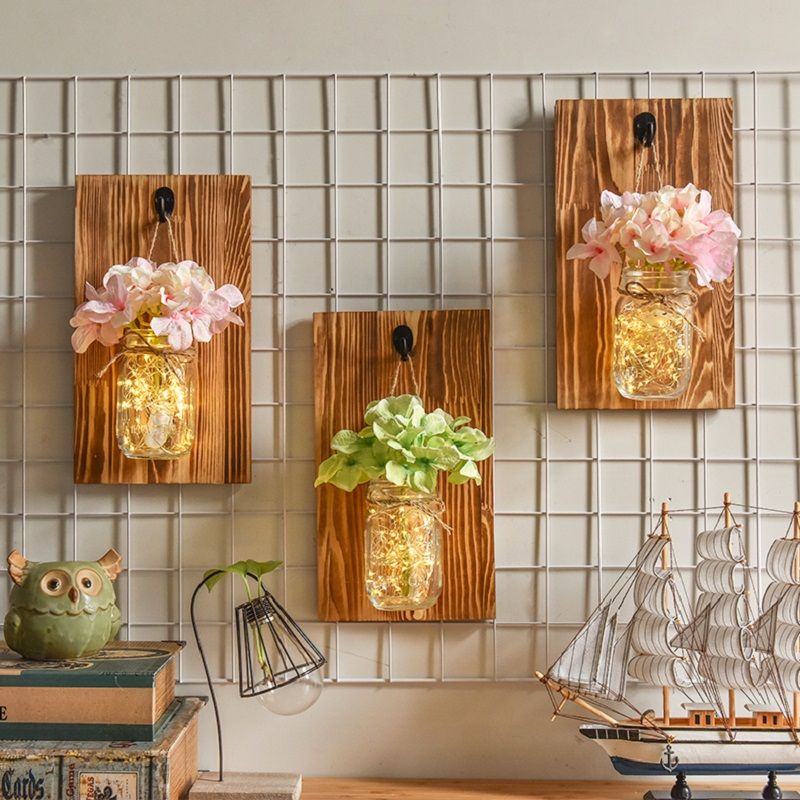 2019 Rustic Artificial Flower Wall Light Mason Jar Led Fairy Lights 2019 Rustic Artificial Flower Wall Light Mason Jar Led Fairy Lights Lamp Dimmable Remote Control Sconces Bar Bedroom Decor From Grege 40 14 Dhgate
