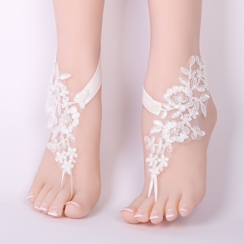 compre encaje blanco mujer tobilleras nupciales boda sandalias