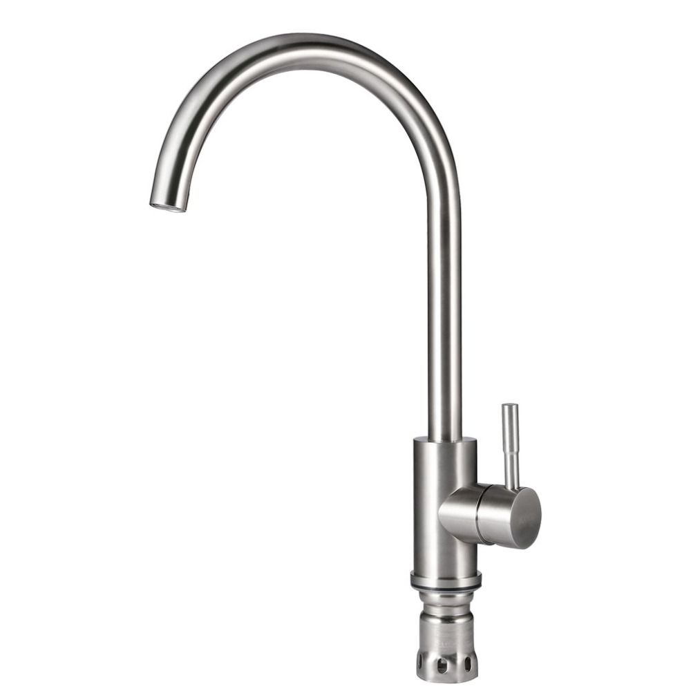 Icoco Stainless Steel Faucet Single Handle Brushed High Arc Pull Out Sprayer Kitchen Sink Down