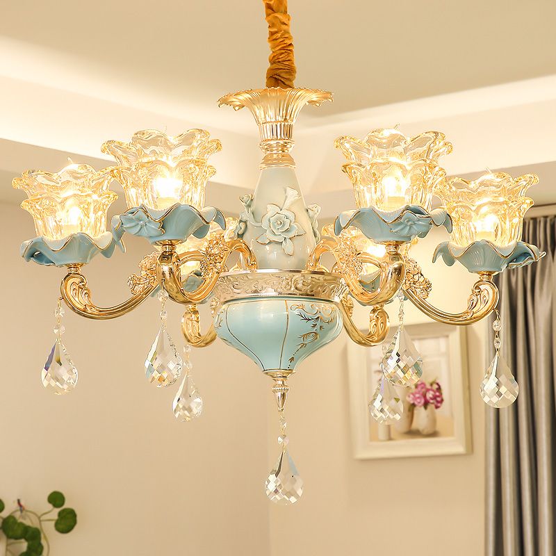 Led Modern Crystal Chandelier Lighting Fixture European Ceramic Chandeliers French Home Indoor Restaurant Living Room Luminaria