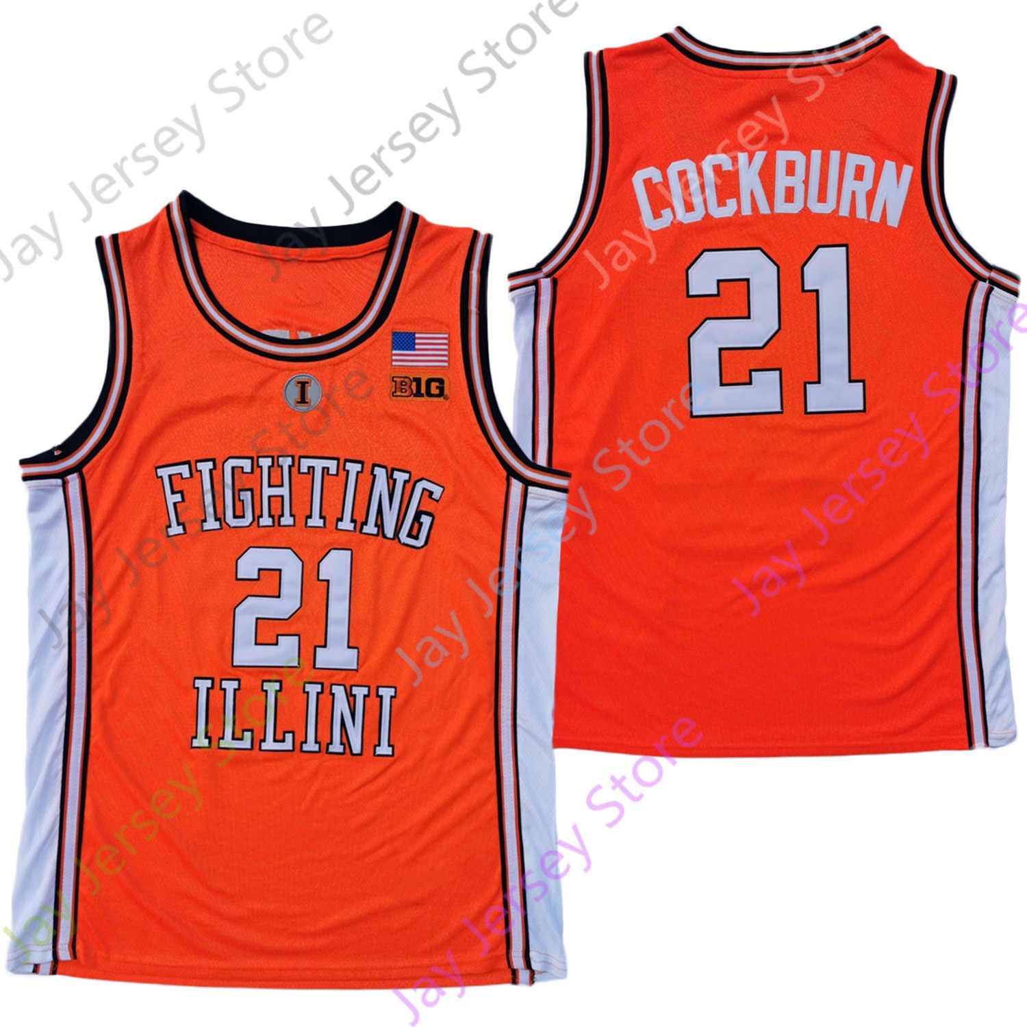 2021 2020 New NCAA Illinois Fighting Illini Jerseys 21 Kofi Cockburn College Basketball Jersey