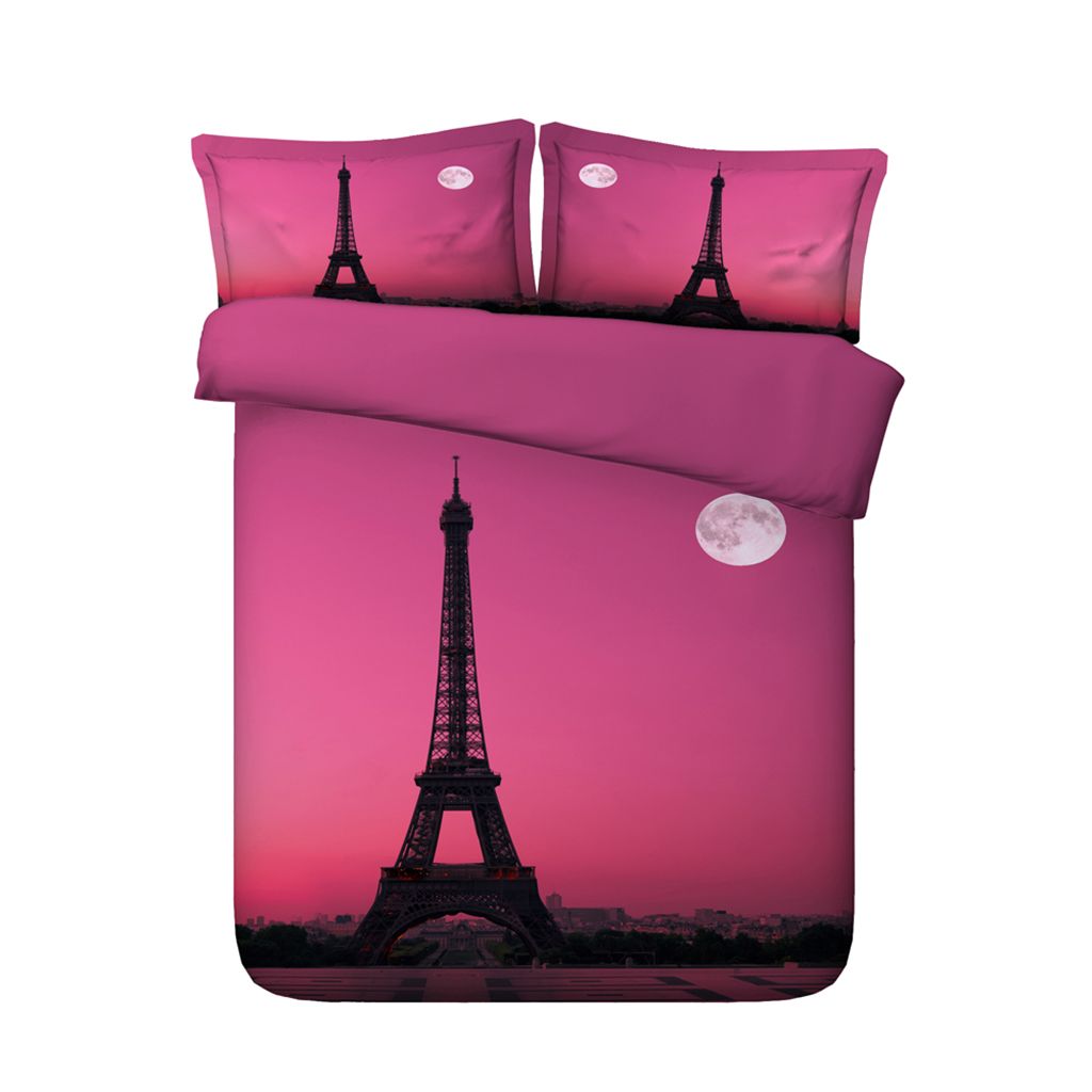 Pink Bedspread Paris Eiffel Tower Theme Duvet Cover Set Girls