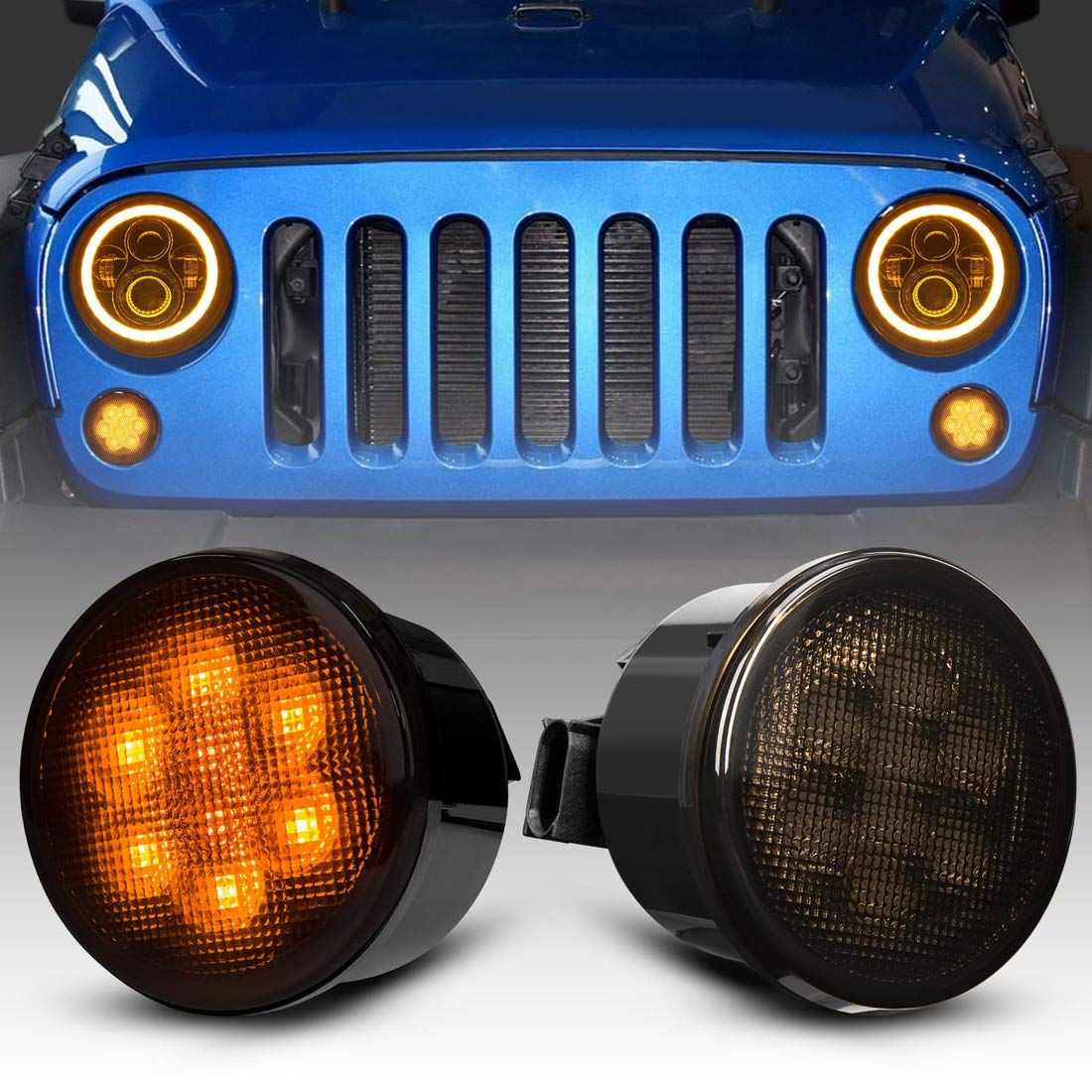 2020 Amber Front LED Turn Signal Lights For 2007 2018 Jeep Wrangler JK