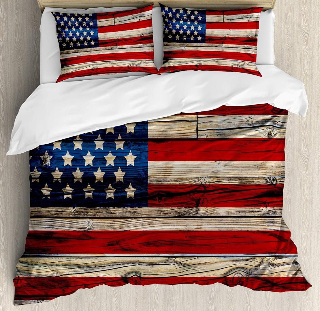 4th Of July Duvet Cover Set Queen Size Wooden Planks Painted As 4th Of July Duvet Cover Set Queen Size Wooden Planks Painted As United States Flag Patriotic Country Style Bedding Boys From