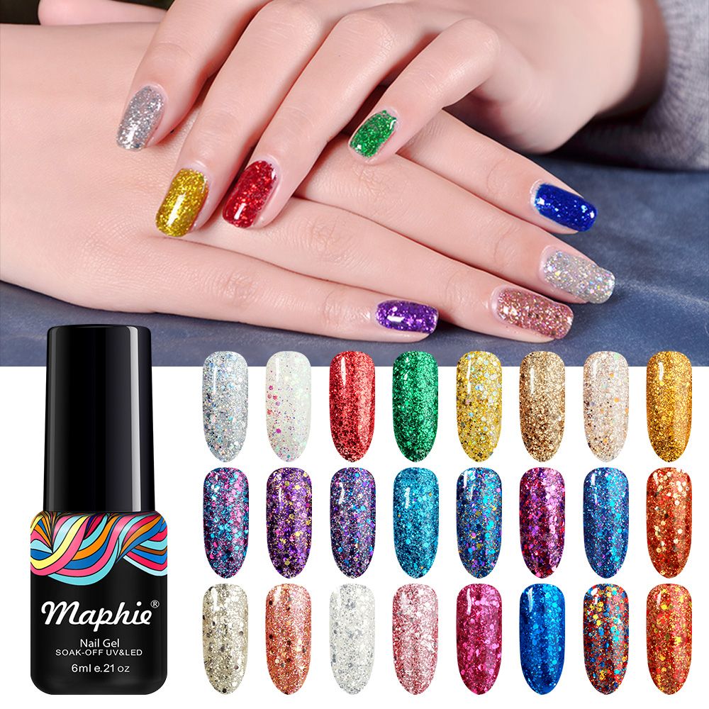 Maphie Diamond Glitter Uv Nail Gel Polish Shimmer Sequins