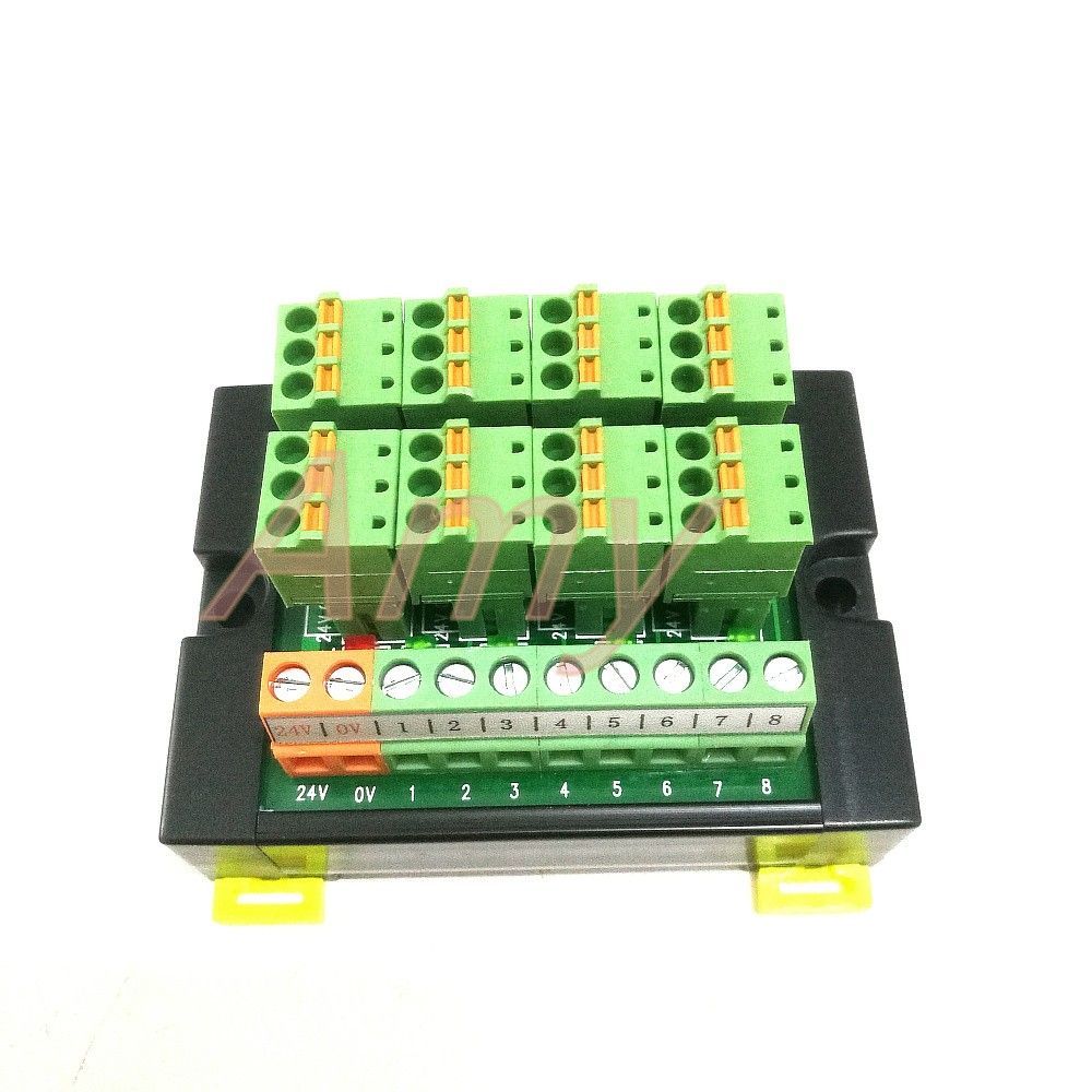 2020 PLC Terminal Block Module Sensor 3 Wire 8 Bit Input And Output DIN Rail Spring Wiring LED