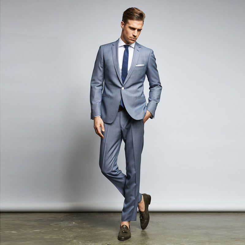 2019 Classy Cheap Mens Suits Slim Fit Nothced Lapel Wedding Suits