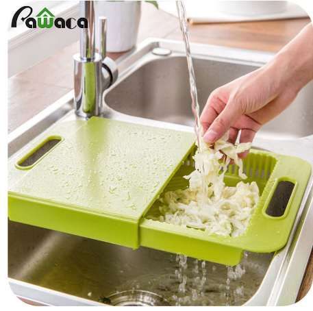 Kitchen Sink Drain Cutting Board Chopping Block Non Slip Meat Fruit Vegetable Chopping Board With Food Storage Box Drain Basket