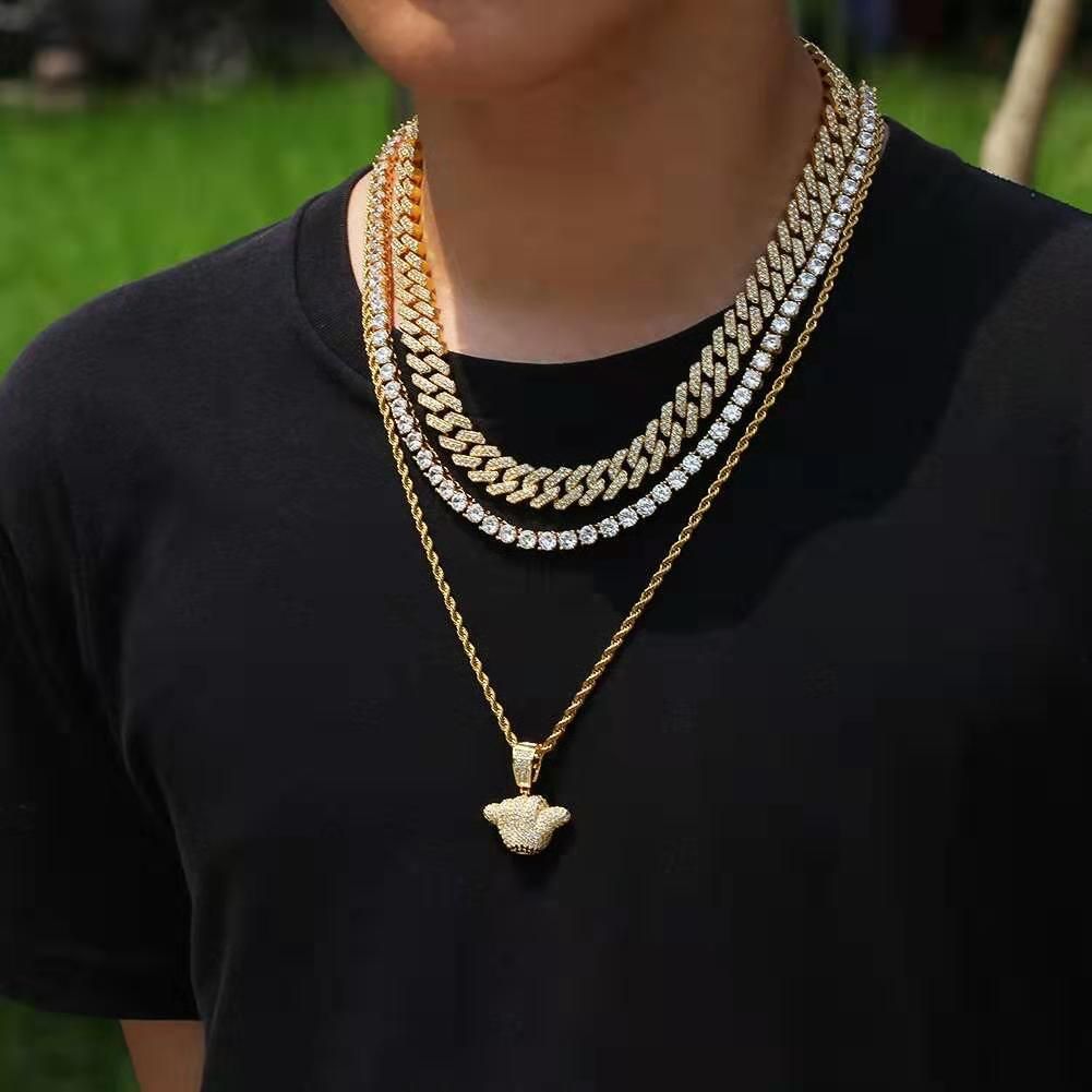 Wholesale 666 Hand Pendant Necklaces For Men Luxury Designer Mens Bling