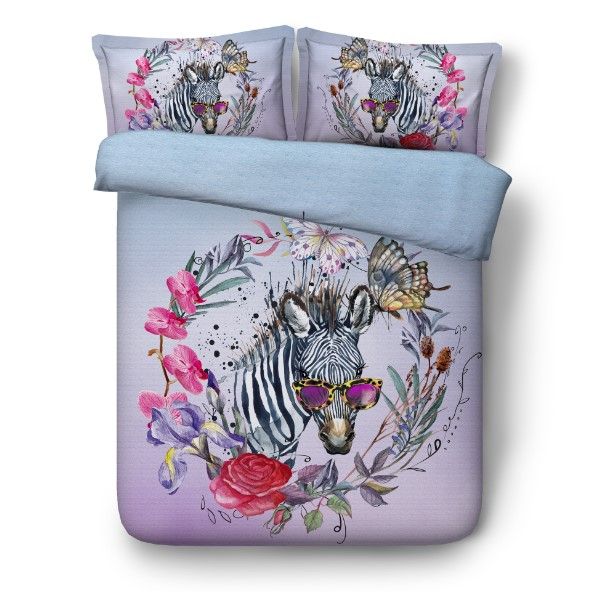 Zebra Bedding Set 3d Comforter Sets Fl Quilt Duvet Cover Bed Sheet Sheets Linen California King Queen Size Full Twin 5pcs