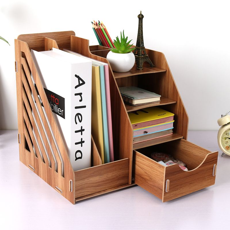 Diy Wood Office Supplies Desktop Receipt Organizer Creative Wooden