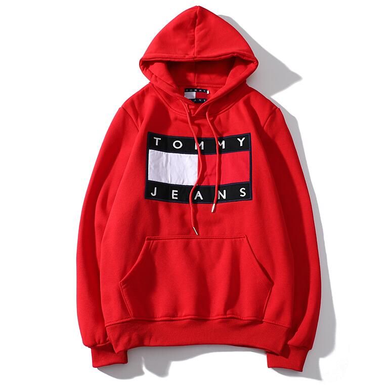 red tommy hilfiger hoodie women's