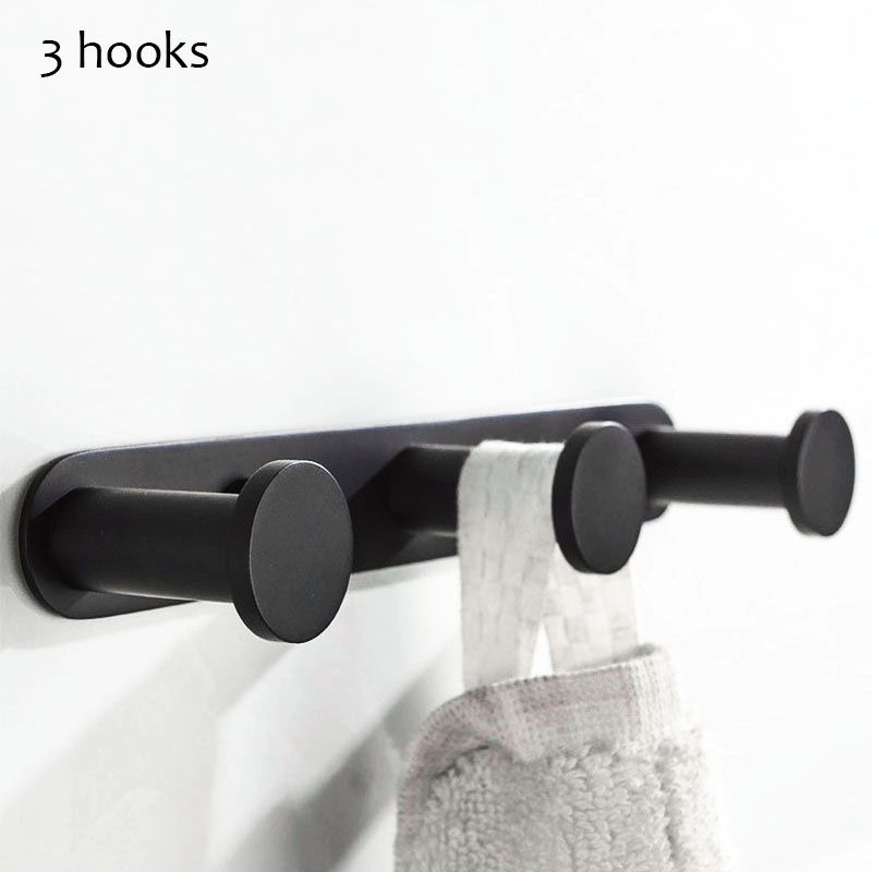 Matte Black Stainless Steel Bathroom Accessories Round Robe Hook Towel Wall Mount Hat And Coat