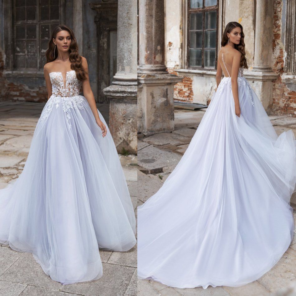 plus size blue wedding gowns