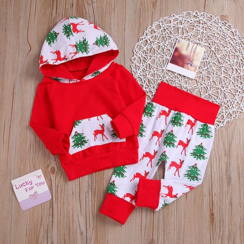 2020 Christmas Baby Clothes Newborn Girl Hoodies Pants Sets Designer