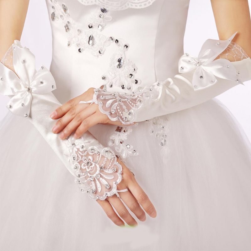 Cheap Lace Wedding Gloves White Black Ivory Red El... - Vicedeal