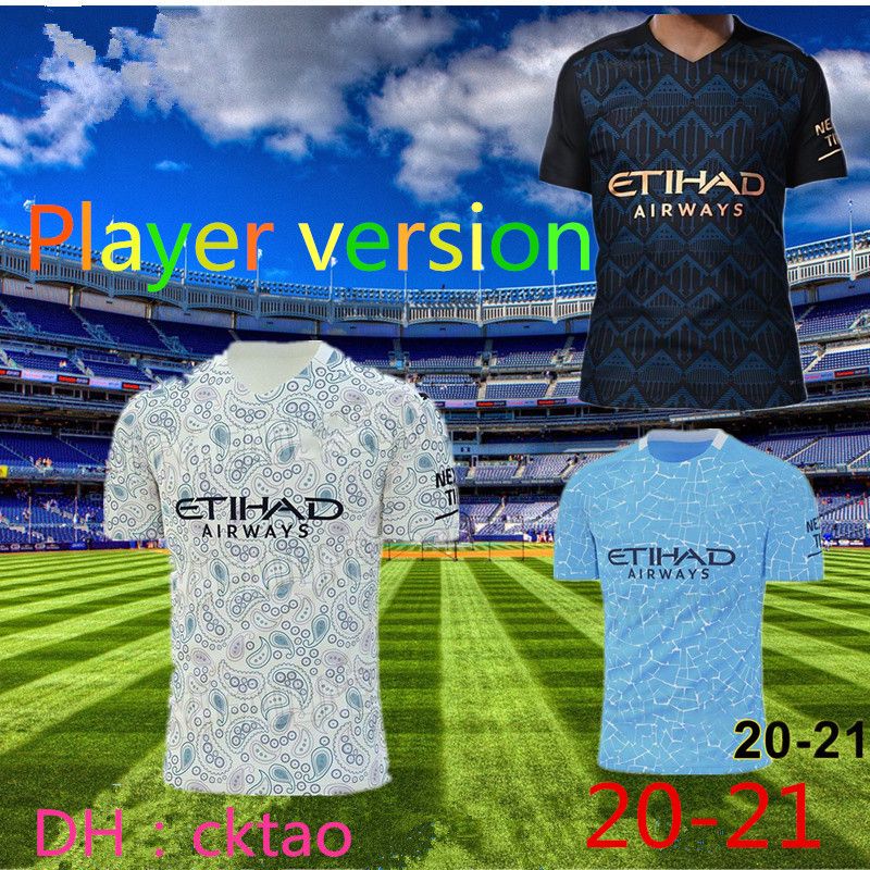 2020 Player Edition Man Manchester Soccer Jersey City 2020 2021 G.JESUS Home Maillot De Foot KUN ...