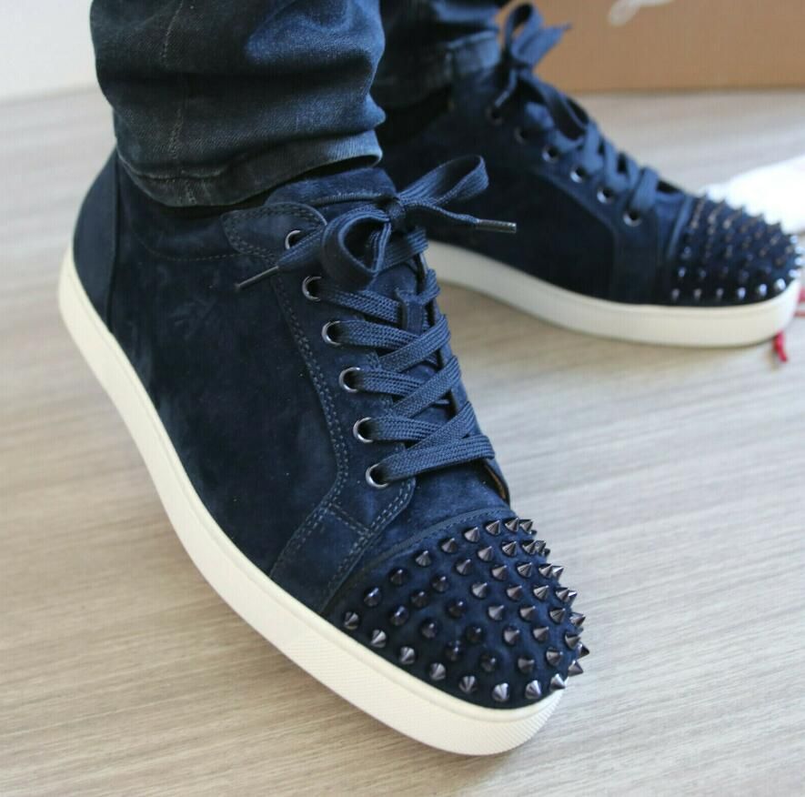 Elegant Red Bottom Junior Spikes Marine Suede Leather Red Elegant Red Bottom Junior Spikes Marine Suede Leather Red