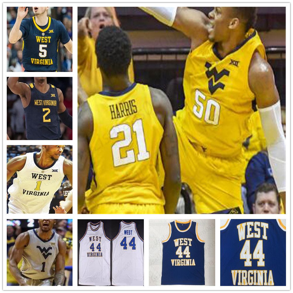 2021 NCAA College West Virginia WVU Basketball Jersey Custom 4 Miles McBride 34 Oscar Tshiebwe 1 