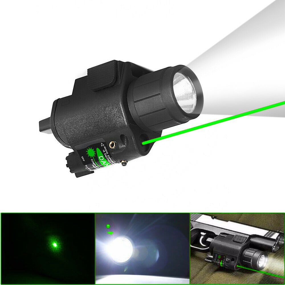 HQ CREE LED Tactical Flashlight Green Laser Sight Strobe Light For
