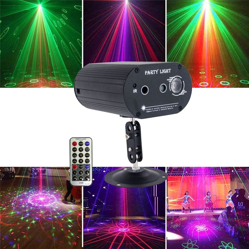 LED Mini Stage Light Laser Voice Control Projector Mixed Red & Green
