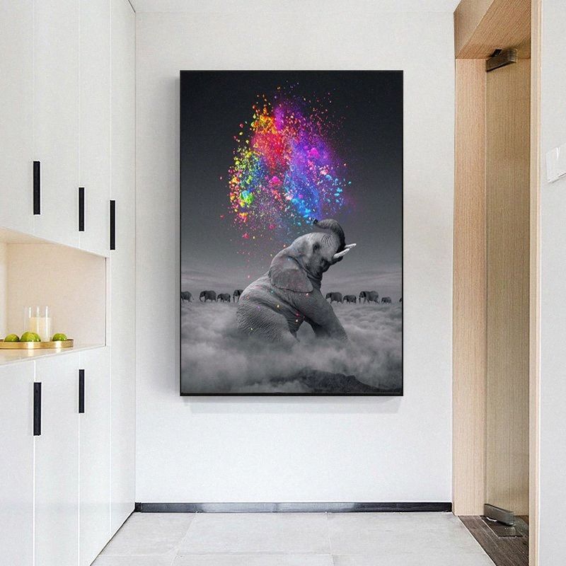 2020 Nordic Wall Art Canvas Animal Painting Abstract Elephant Pictures