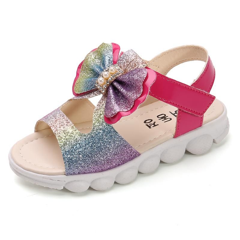 Girl'S Sandals Summer New Style Soft Sole Bow Cute Baby Little Girl