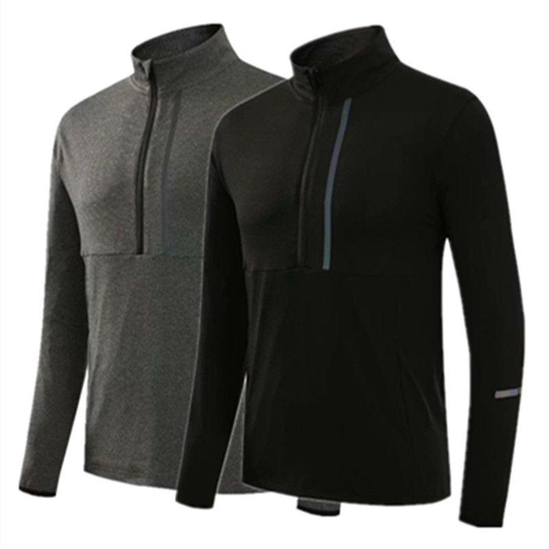 2020 Spring Autumn Running Jackets Men Elastic Half Zipper Sports Jacket Long Gym Fitness Soccer