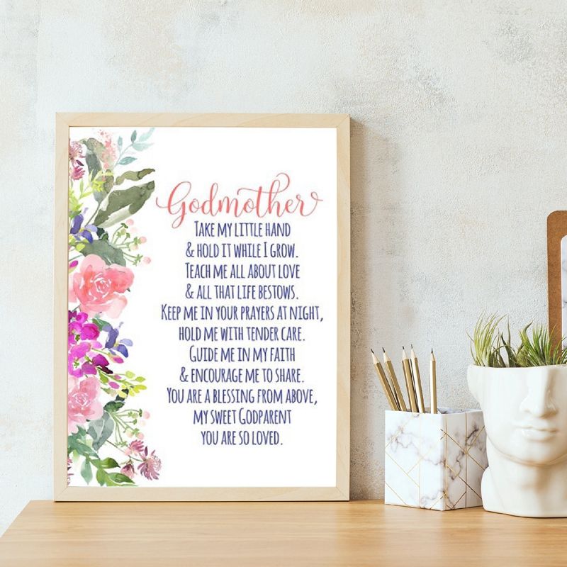 Wholesale Best Quality Quantity Godparents Poem Print Gift For