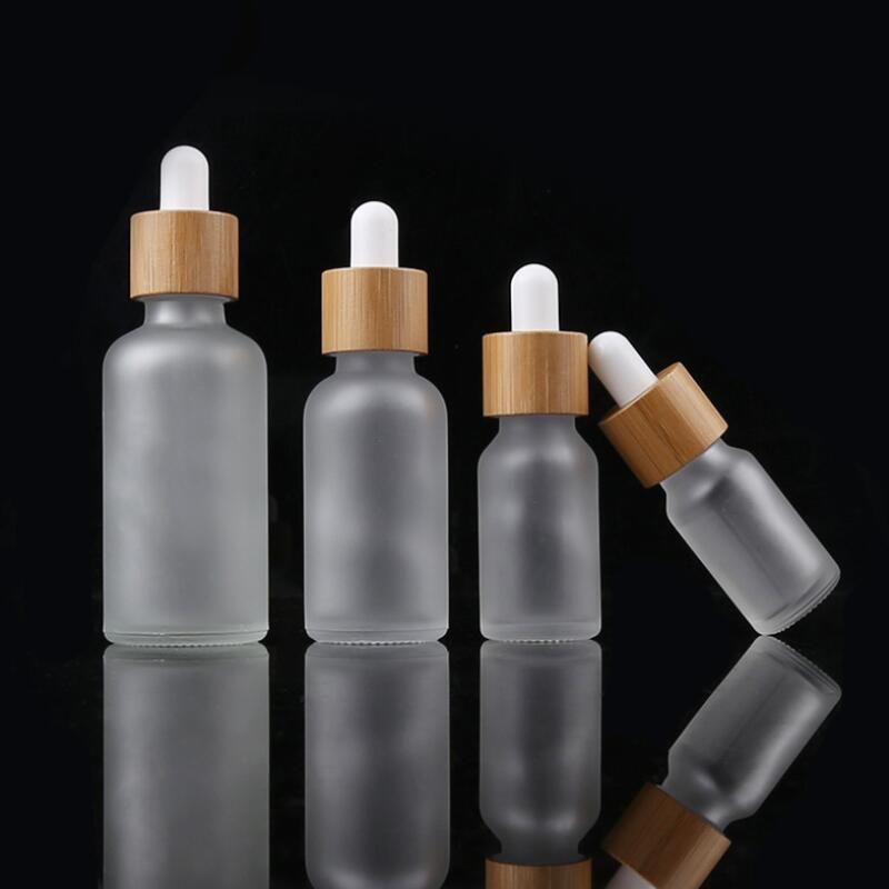 Bamboo Cap Frosted Glass Dropper Bottle Liquid Reagent Pipette Bottles