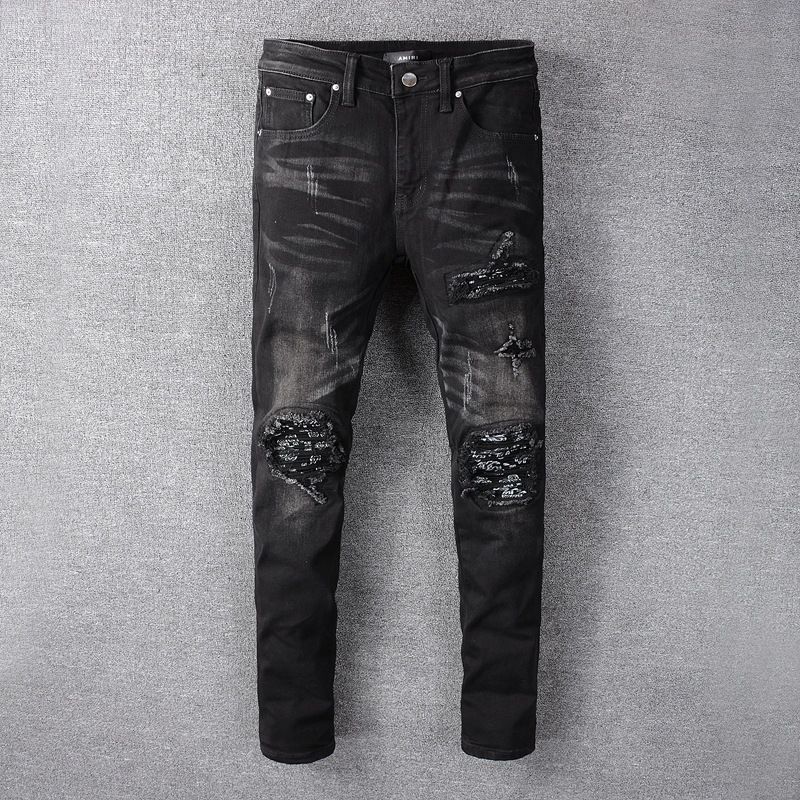 2021 2020 New High Street Fashion Brand AMIR Black Gray Hole Patch