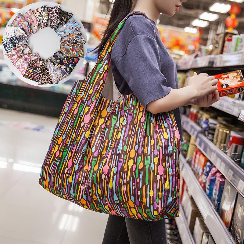 Folding Reusable Grocery Bags Washable Waterproof Nylon Holds Heavy