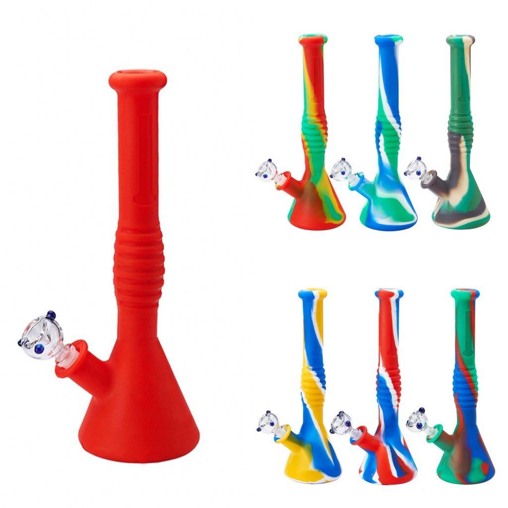 2020 12 Height Silicone Bong Silicon Hookah Shisha Water Pipe Portable