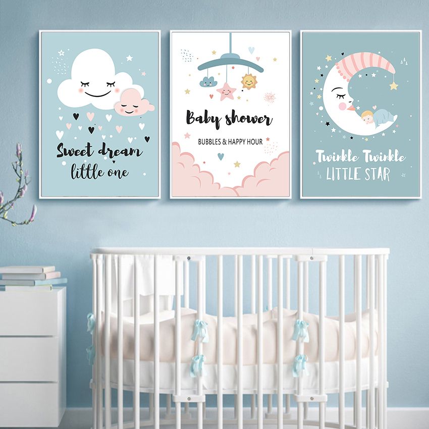 2021 Nursery Wall Art Canva Poster And Prints Baby Bedroom Decorative