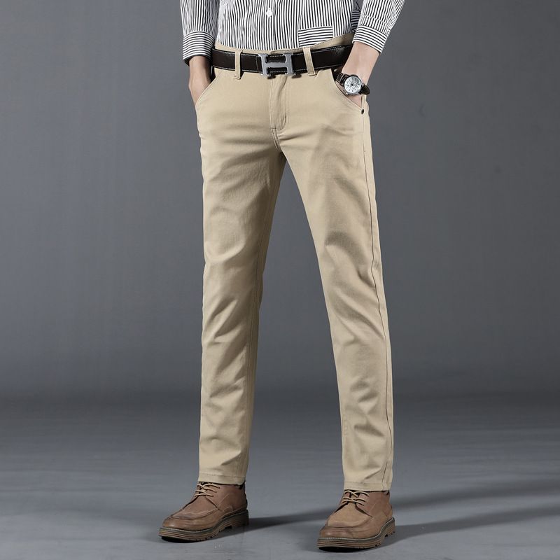 2020 Classic Men'S Khaki Casual Pants Business Fashion Cotton Solid ...
