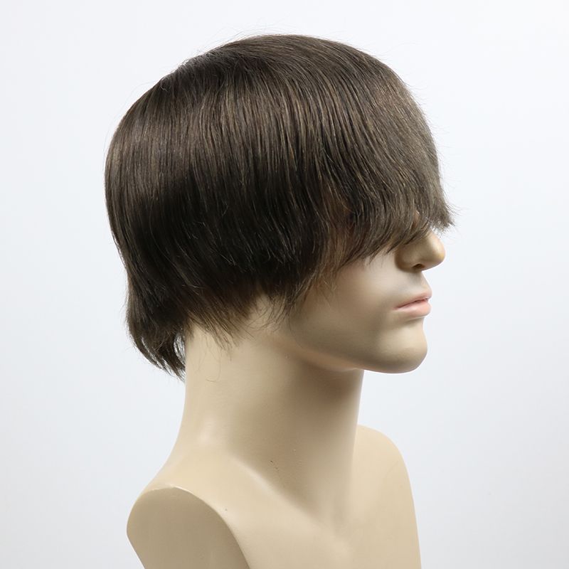 Men039s Wig Transparent Pu Men Toupee Men039 Poix de cheveux Unit Système de remplacement de cheveux Couleur marron 8x10inch Perruque pour hommes9294886