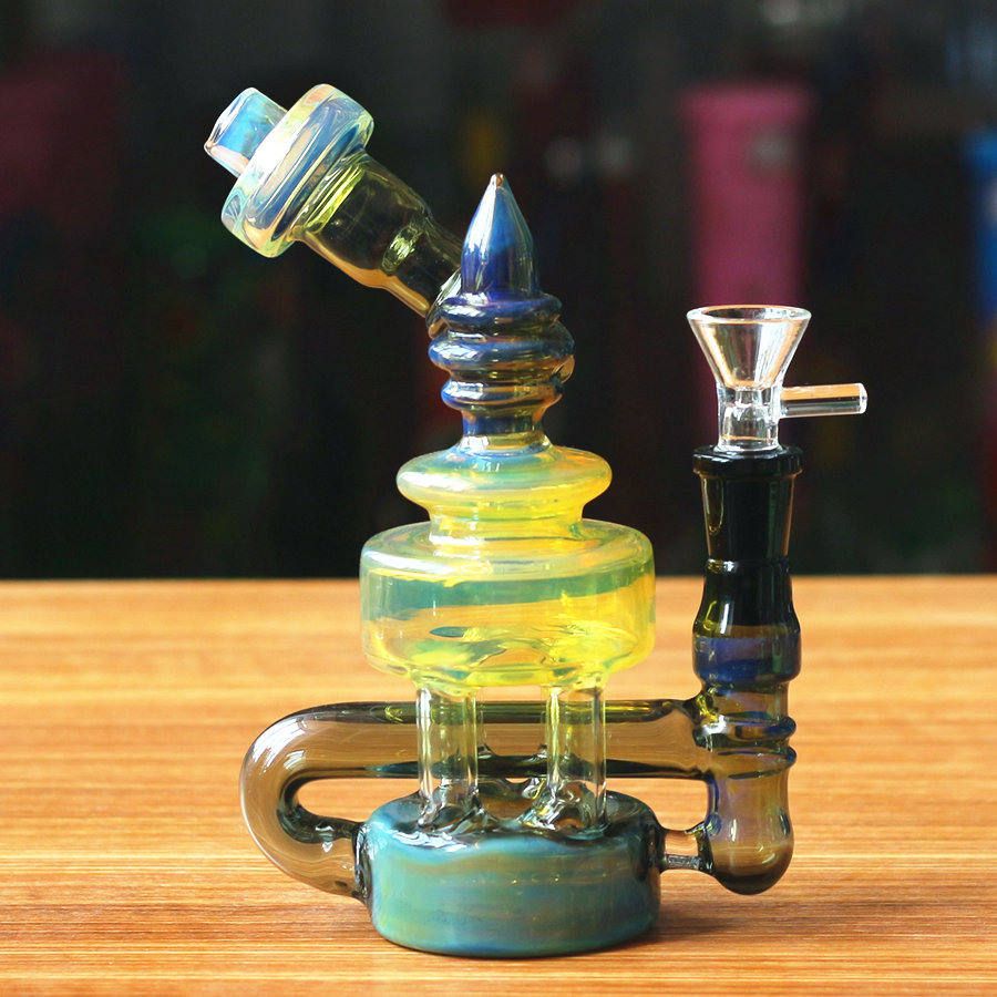 2021 Plus Glass Bong Dab Rig Water Pipe 503PFG Cute Robot Fumed Hanger